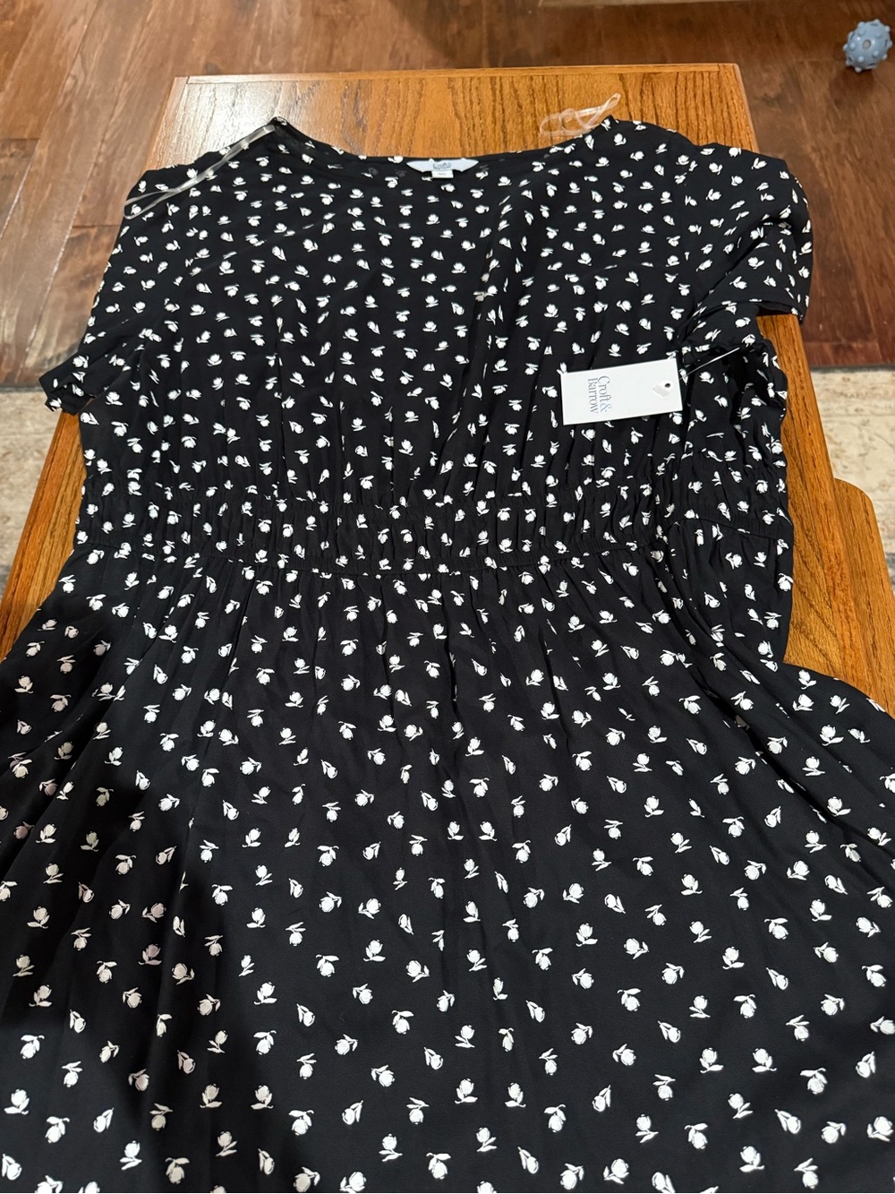 croft & barrow Black Dress with White Floral Print